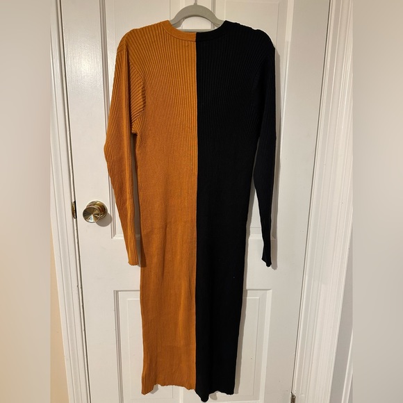 BCBG PARIS WOMENS STRETCHY WAFFLE DRESS XXL TAN BLACK - Picture 5 of 5